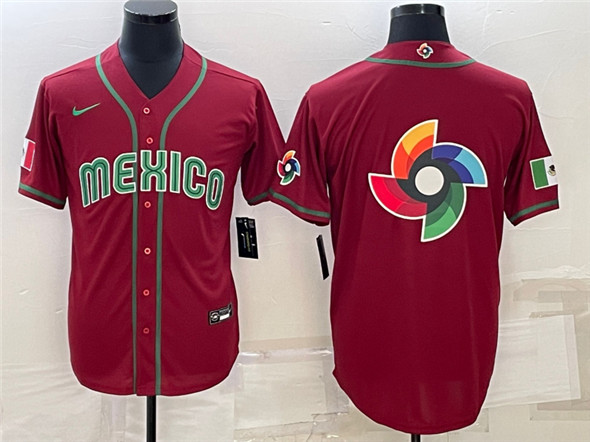 Men's Mexico Baseball 2023 Red World Baseball Big Logo With Patch Classic Stitched Jersey